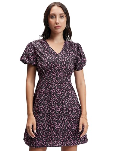 Image of Tokyo Talkies Women's Dresses for Women | Floral Print | Short Smocked Dress | Puff Sleeves | Elegant & Trendy