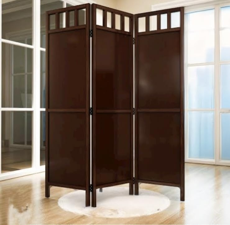 Handcarved Room Devider/Partition for Living Room, Bed Room, Pooja Room & Home Decor (3 Panel Partition Antique Brown) 72 x 60 inch / 182 x 150 cms-image-34