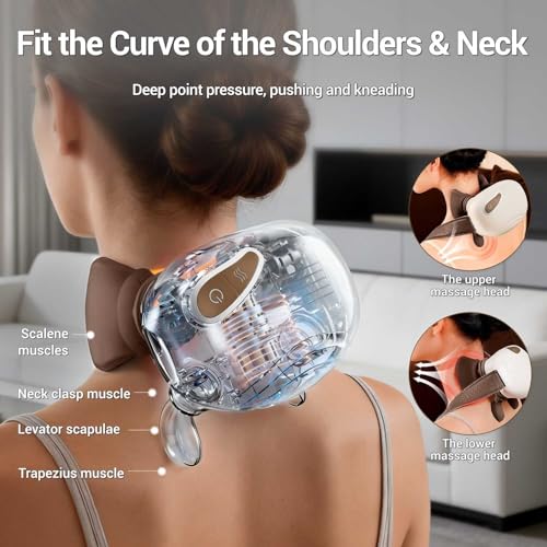 Image of Cordless Neck Massager with Heat, 4D Bionic Hands Shiatsu Deep Tissue Kneading Back Massager, Portable Neck & Shoulder Massagers for Pain Relief - Gifts for Women Men
