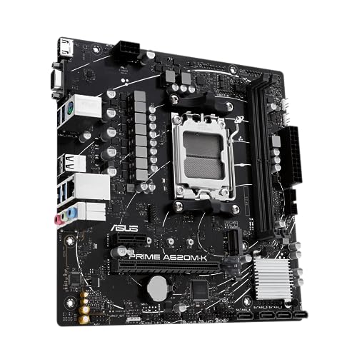 PRIME A620M-K Scheda madre AMD mATX, DDR5, PCIe 4.0 M.2, HDMI, VGA, SATA 6 Gbps, Cancellazione del rumore AI bidirezionale, Aura Sync - Scheda madre - Immagine 5