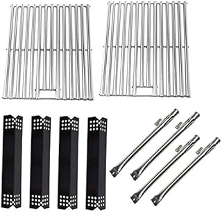 SafBbcue Replacement Stainless Steel Cooking Grid, Pipe Burner and Porcelain Steel Heat Plates Replacement Kit for Home Depot Nexgrill 720-0888, 720-0830H, 720-0830D Gas Grill Models