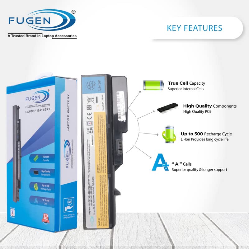 Fugen 6 Cell Laptop Battery for lenvo G475G, G475L, G560, G560, M278ZUK, G560, M2792UK, G560A, G560E, G560GBlack - Image 3