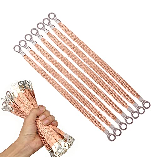 Hayaww 30 Pcs Cable De Cobre De Correa De Tierra, Plana De Cobre De Alambre Correa De Tierra Alambre Tierra De Aluminio Revestido De Cobre Correa De Tierra Del Motor, 2.5mm²20cm,Para Cajas Dstribución