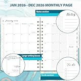 2026 Diary - A5 Diary 2026 Week to View, from Jan 2026 to Dec 2026, Twin-Wire Binding, Monthly Tabs, Elastic Closure, Blue, Plan for the Whole Year Effectively - Image 3