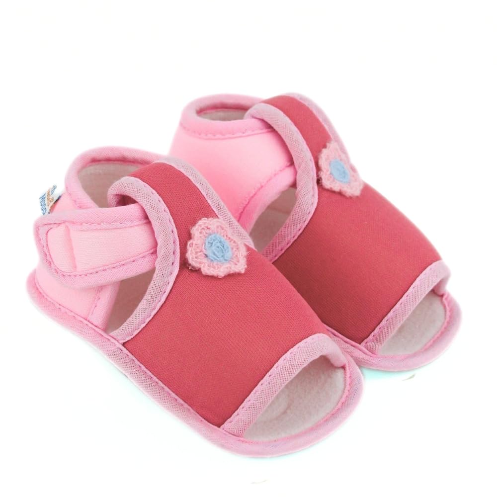 neska moda 6 To 12 Months Baby Girls Skin-friendly Cotton Floral Red,Pink Hook & Loop Sandal Booties-BT5538-picture-42