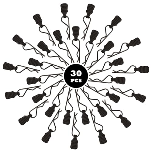GDOOL 30 Pieces 1mm Universal RC Body Clips with Pull Tabs Car Clip Pins M001 for 1/14 1/16 1/18...
