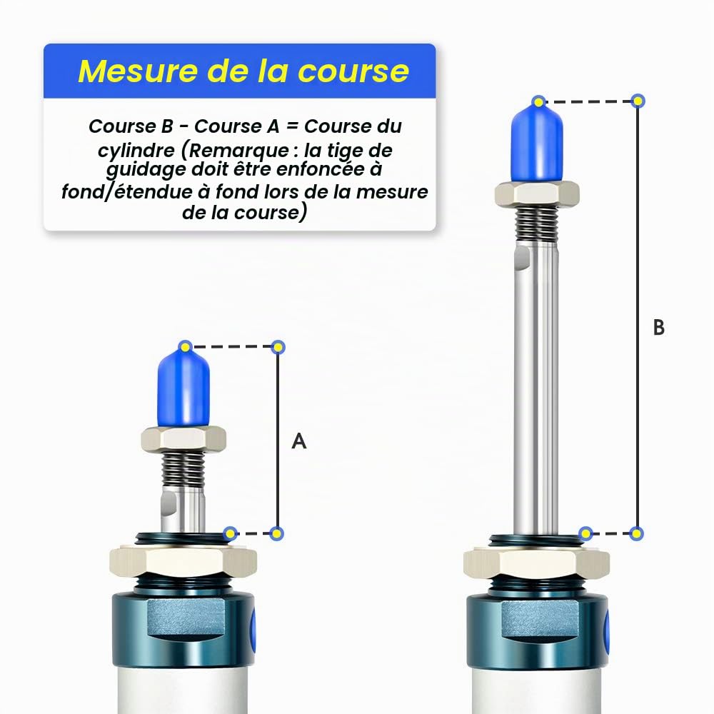 TAILONZ PNEUMATIC Vérin à air double action de 32mm d'alésage et 50mm de course avec connecteur en Y et 2 pièces de 8mm MAL32x50