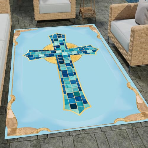 Tapete personalizado cristiano con diseño floral antideslizante