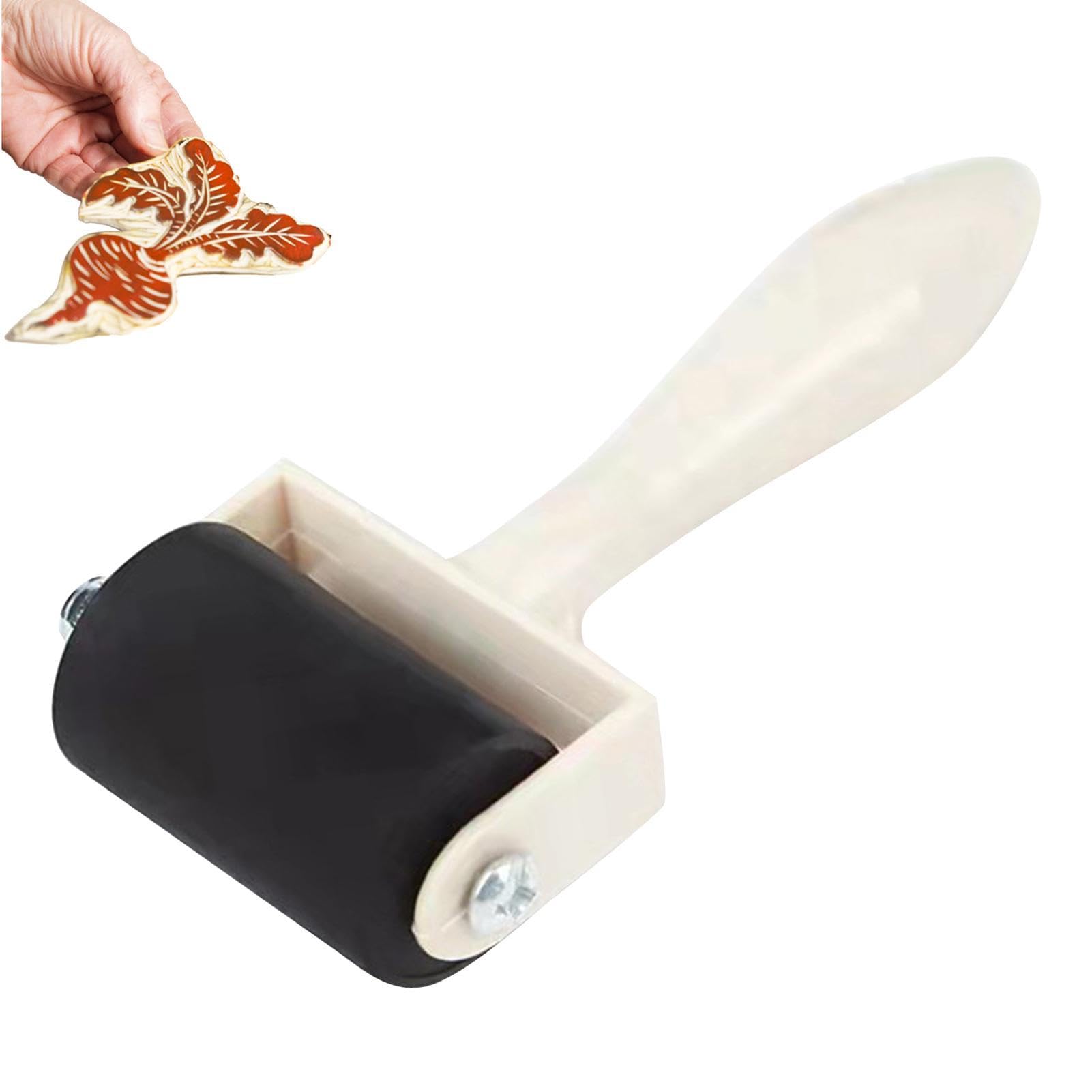 Rouleau Colle - Rouleau Papier Peint Manche Bois | Pinceau et Applicateur d'encre pour Scrapbooking, Impression, Papier et Création