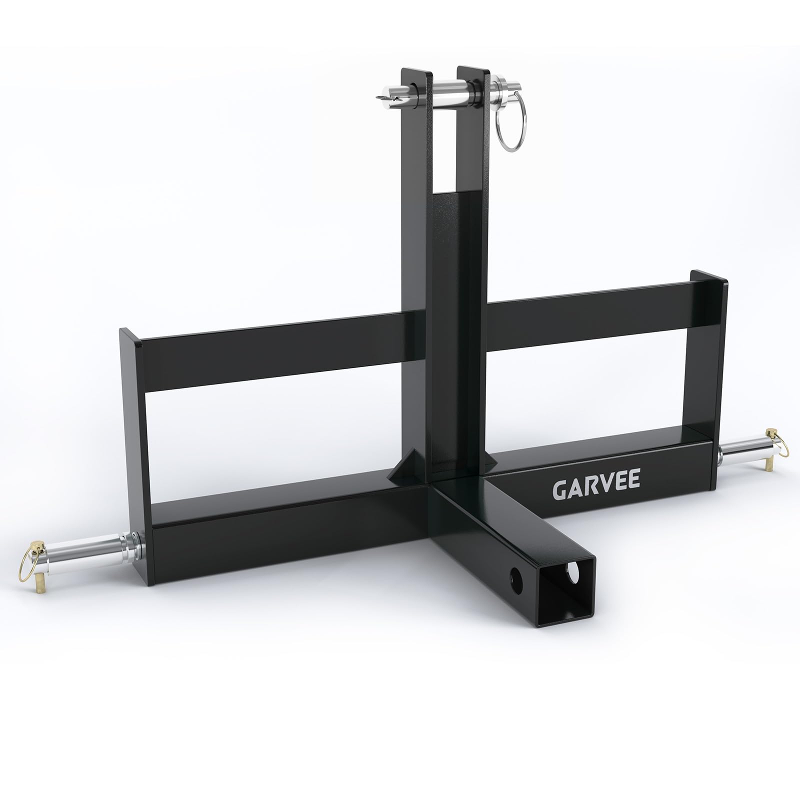 Garvee Enganche de 3 puntos resistente para tractor Categoría 1 – Receptor de 2 pulgadas – Adaptador rápido – Soporte contrapeso Maleta – Equipos agrícolas – Color negro