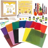 Bienenwachsplatten für Kerzen 12 Stück, 20x20 cm Wachsplatten Regenbogen zum Verzieren von Kerzen für Selbstgestalten, Kerzenwachs Platten für Ostern & Kommunion mit Formen, Kinderscheren & Anleitung