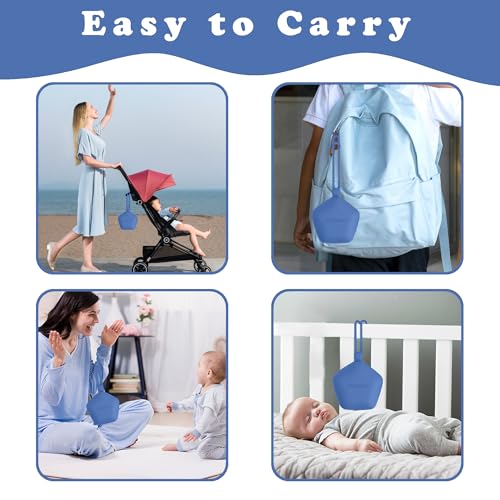 Image of Pacifier Holder Case, Large Capacity Portable Pacifier Storage Case, 100% Food Grade Silicone Pacifier Holder,BPA Free(Blue)