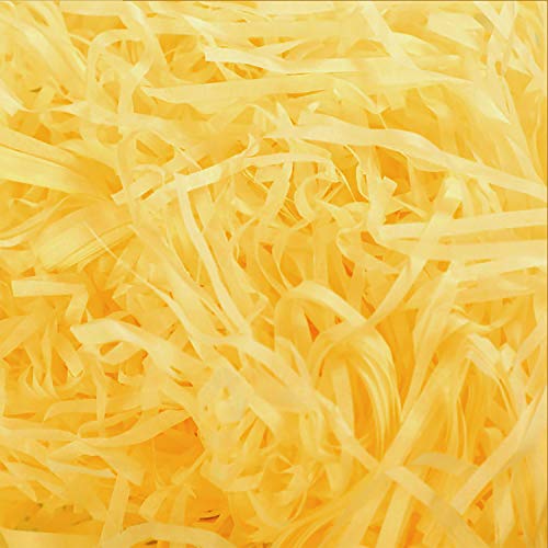 TSHAOUN 100 g de papier raphia pour remplissage de panier, décoration de cadeau, remplissage de boîte cadeau, emballage cadeau et accessoires de fête (jaune)
