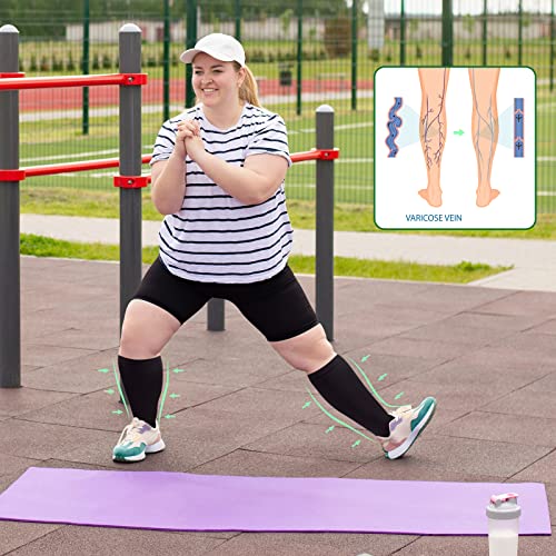 Nature Evo 1 Pack Black Plus Size Compression Socks For Women & Men, Extra Wide Calf Knee High Stockings For Circulation Support #TOP4