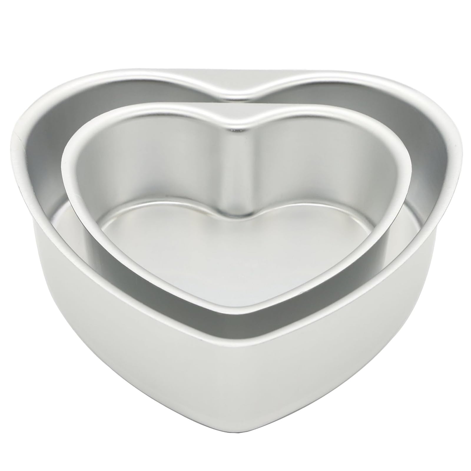HQILRRA 2 Pcs Heart Cake Tins Set, Heart Shaped Cake Tin, Anodised Aluminium, Removable Base,Easy to Clean,Love Heart Cake Tins for Cakes, Cheesecakes & Loaves(6inch&8inch)