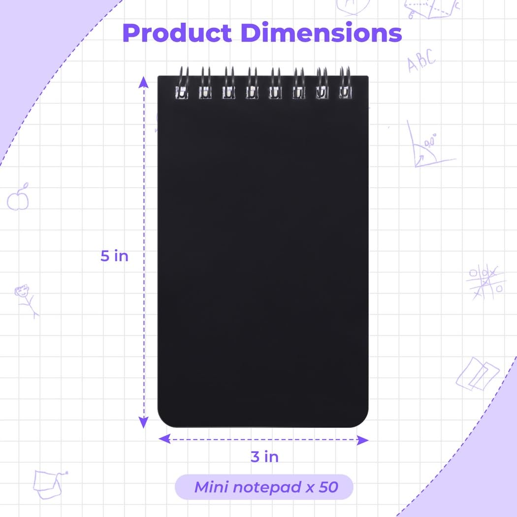 50 Pcs kleine Spiralen Notizblöcke, 3 x 5 Zoll Mini-Notizbücher, 60 Blätter Mini tragbare Tasche Notebook, Top gebundene Notebook Memo Blöcke für Home Office
