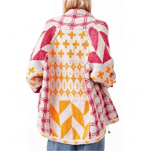 Women's 2024 Fashion Casual V-Neck Open Front Long Sleeve Chunky Knit Cardigans Sweaters Outerwear Coats2