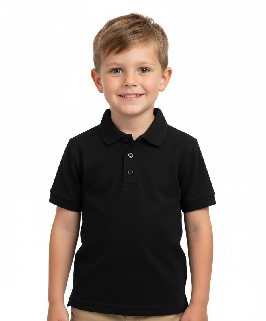 unik Boy's Premium Quality Pique Polo Uniform Shirt Short Sleeve White Sky Blue Navy Hunter Green Burgundy Black Red