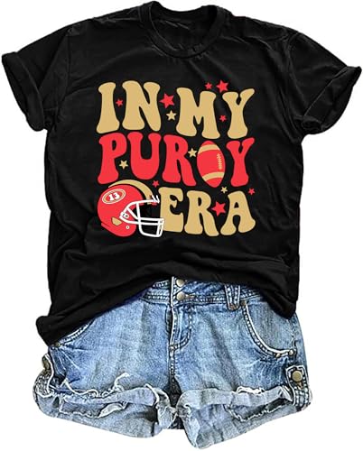 Football Shirt for Women: Game Day Shirts Football Era Outfits Football Team Short Sleeve Football Season Graphic Tee