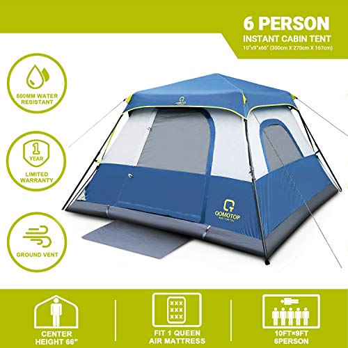 OT QOMOTOP Tents, 4 Person 60 Seconds Set Up Camping Tent, Waterproof Pop Up Tent with Top Rainfly, Instant Cabin Tent, Advanced Venting Design, Provide Gate Mat - Thumbnail 3
