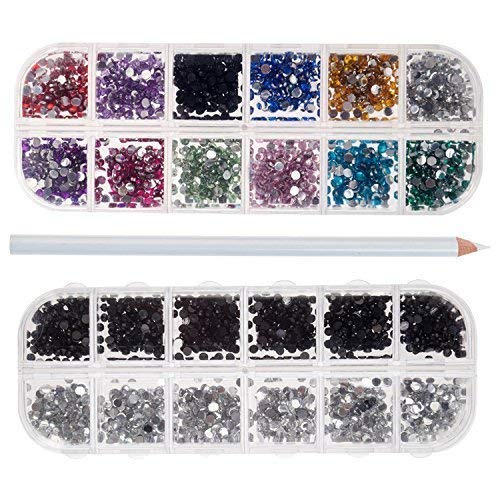 VAGA Manicure Set Nail Art Supplies Nail Kit 2 Boxes of 1500 Gemstones, Crystals, Gems, Stampers Scrapers, Stamping Plates, Dotting Tools, Nails Brushes and Rhinestones Decorations Picker Pencil