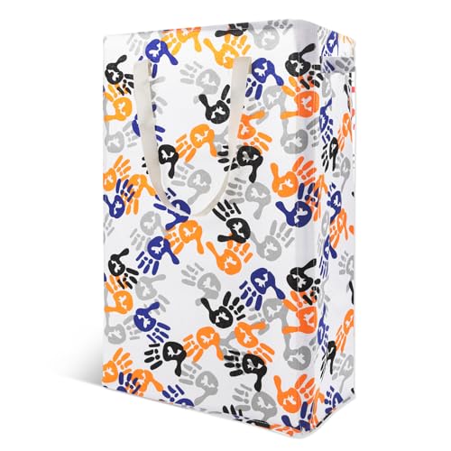 Odonata Slim Laundry Hamper Handles Collapsible Laundry Basket Thin Dirty Clothes Basket Narrow Laundry Bag Foldable Dirty Hamper 48L (Palm)
