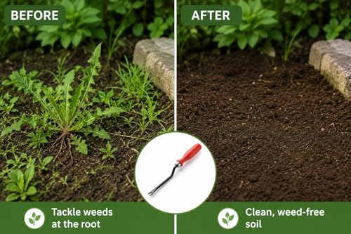 Image of Ocean Mart Hand Weeder - 1 Pc (Orange Handle, Black Blade) | Weed Remover Agriculture Tool for Gardens |Weeding Tool for Terrace Garden |Durable Hand Weeder|Plants Weeder for Lawn