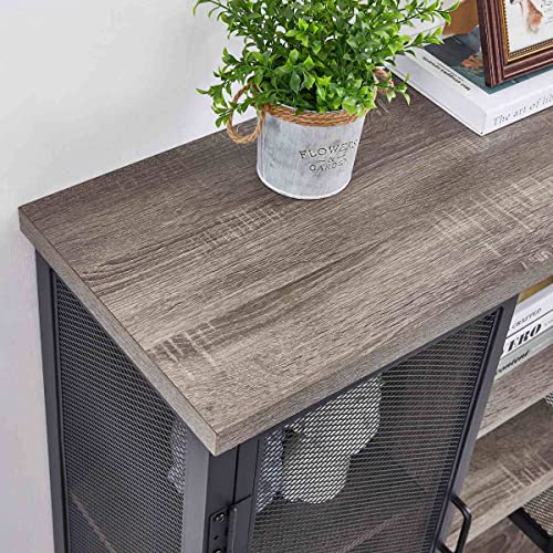 Bon Augure Farmhouse Coffee Bar Cabinet With Storage, Industrial Liquor Cabinet With Adjustable Shelves, Rustic Small Buffet And Sideboard For Home (Dark Grey Oak) #TOP6