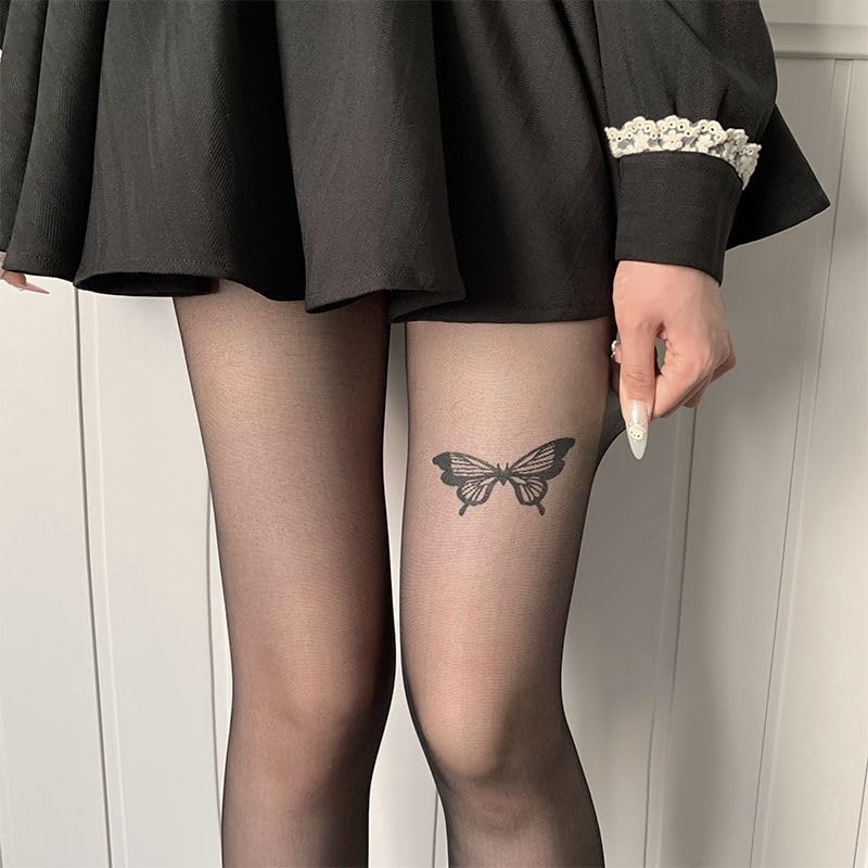 New black stockings pure anti hook stockings children spring and autumn socks butterfly silk pantyhose2