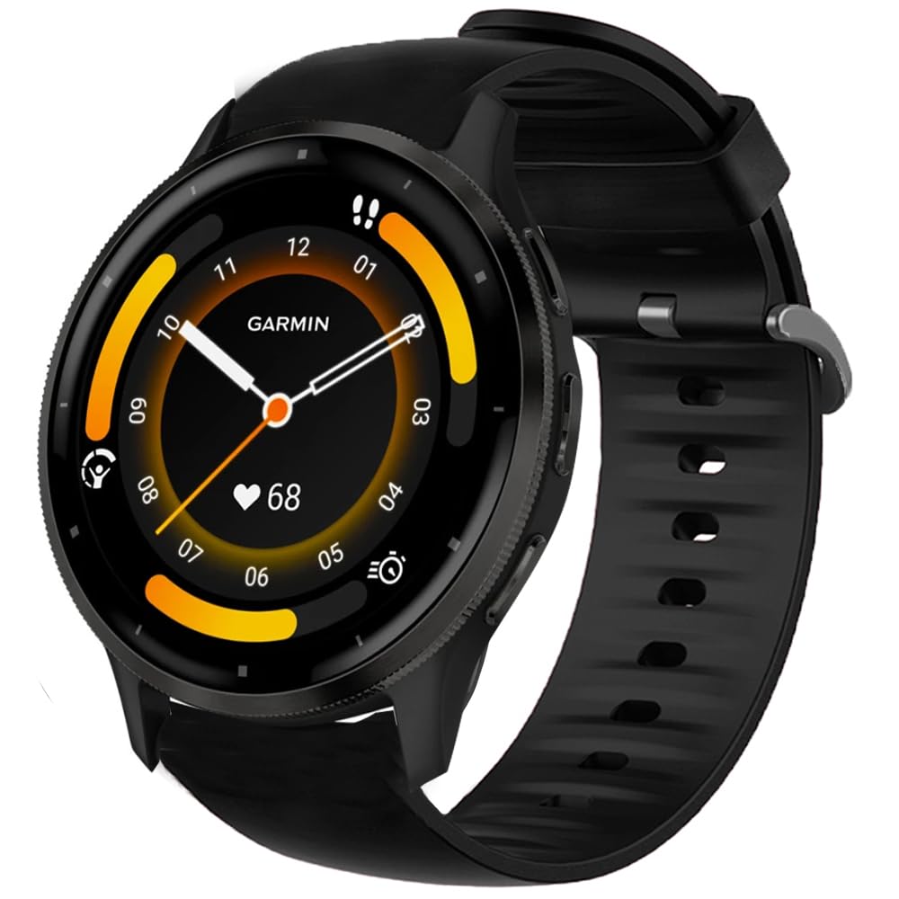 22mm Silicone Replacement Soft Band Wristbands Straps with Stainless Steel Buckle for Compatible for Garmin Venu 3, 2/Forerunner 255, 255 Music, 265, 745/vivoactive 4/First Avenger/Darth Vader