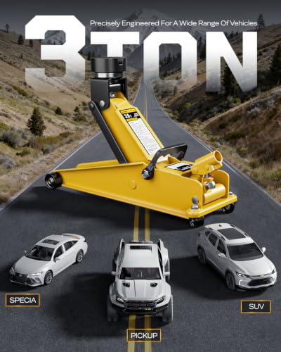 Image of AUTOWN Heavy Duty 3 Ton Floor Jack, Hydraulic Car Jack with Quick Lift Pump