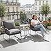 WOLTU Gartenmöbel Set 3-teilig 2 Sessel 1 Couchtisch und Kissen Balkonmöbel Metallrahmen 160kg Belastbarkeit Garten Balkon Möbel Klein Gartentisch mit 2 Stühlen, Grau