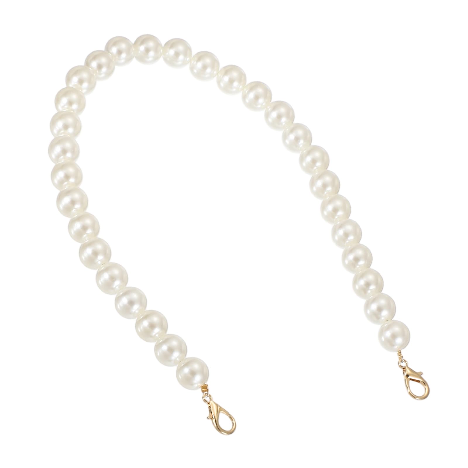 sourcing map Imitation Pearl Purse Strap, 20" Pearl Crossbody Chain Strap with Lobster Buckle Handbag Purse Chain Replacement Beaded Strap for DIY Handbag Hang Bag Accessories, 16mm Gold