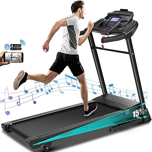 ANCHEER Treadmill, 3.25HP Folding Treadmill with 15% Auto Incline, Foldable Treadmills for Home Office Gym, 350 LBS Weight Capacity, 17 INCH Wide Walking Pad Running Machine with App and LCD Dispaly