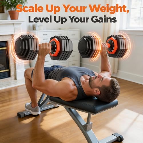 Image of FEIERDUN Adjustable Dumbbell Set, Weight Set for Home Gym, 5 /10-in-1 Free Weight Adjustable Dumbbells, Single Hand Twist Adjust with Non-Slip Handles, 90% Space Saving Strength Training for both Men&Women