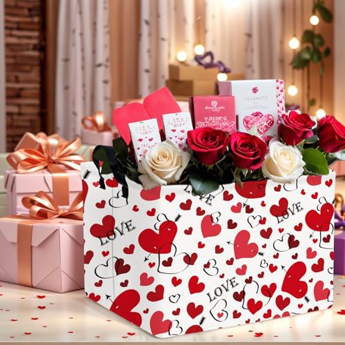 Image of Valentine's Day Basket Gift for Empty Cute Heart Large Storage Bin for Kid and Baby Room Decor (Love Arrow Heart)