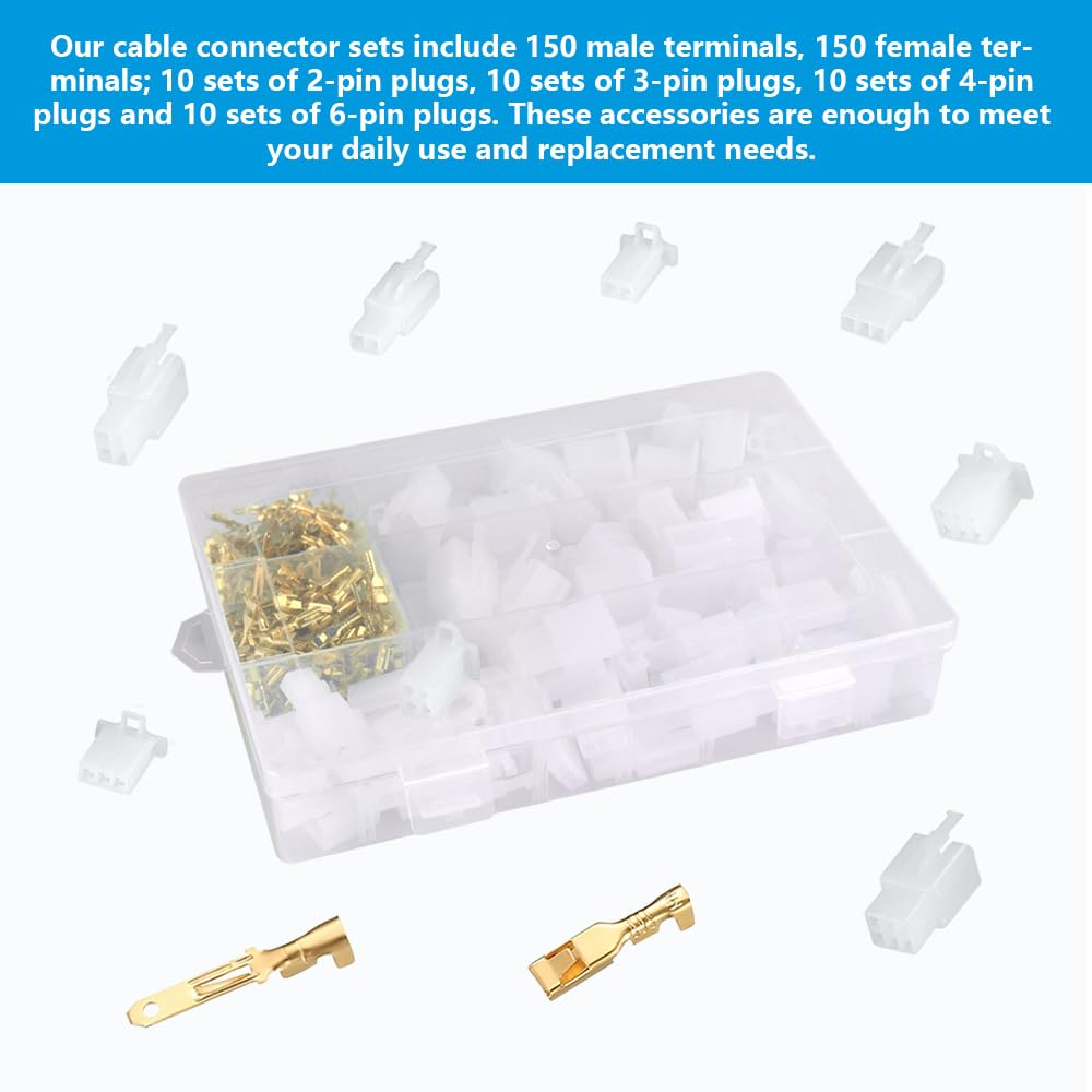 CAREDGO 380 Pcs Connecteurs Électriques Moto Auto 2/3/4/6 Broches 2.8mm – Kit Complet Voiture Moto
