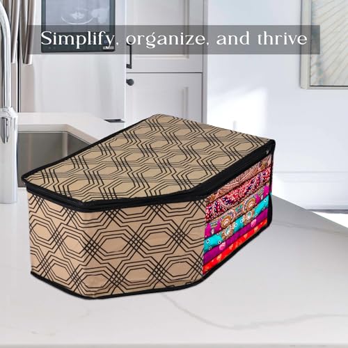 Image of Urbane Home Blouse Cover | Clothes Storage Bag | Zipper Wardrobe Organizers | Non-Woven Clothes Organiser | Side Transparent Blouse Organizer | Honeycomb-Design | Pack of 6 | Coffee