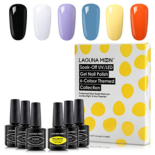 Lagunamoon Esmaltes Semipermanentes en Gel UV LED, 6 Colores de Selección Halloween, Esmalte de Uñas Soak off 8ML - Trick or Treat