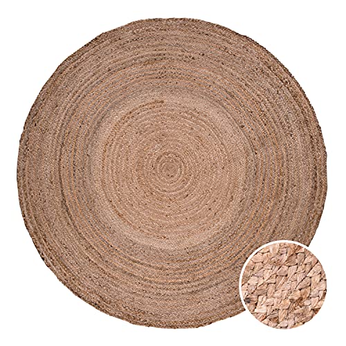 Paco Home Alfombra Redonda Salón Yute Boho Motivo Étnico Moderno Hecha A Mano Natural, tamaño:80 cm Redon,...