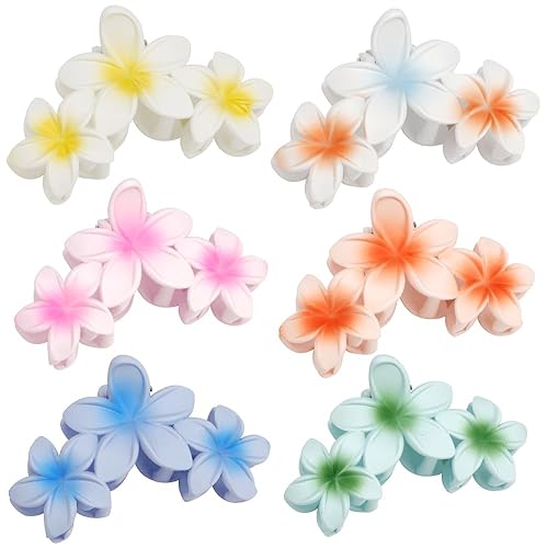Miniatura 6 de Ahoney 6 pinzas de flores para el cabello para mujer, antideslizantes, clip de garra grande para cabello grueso, pinzas para el cabello de flores