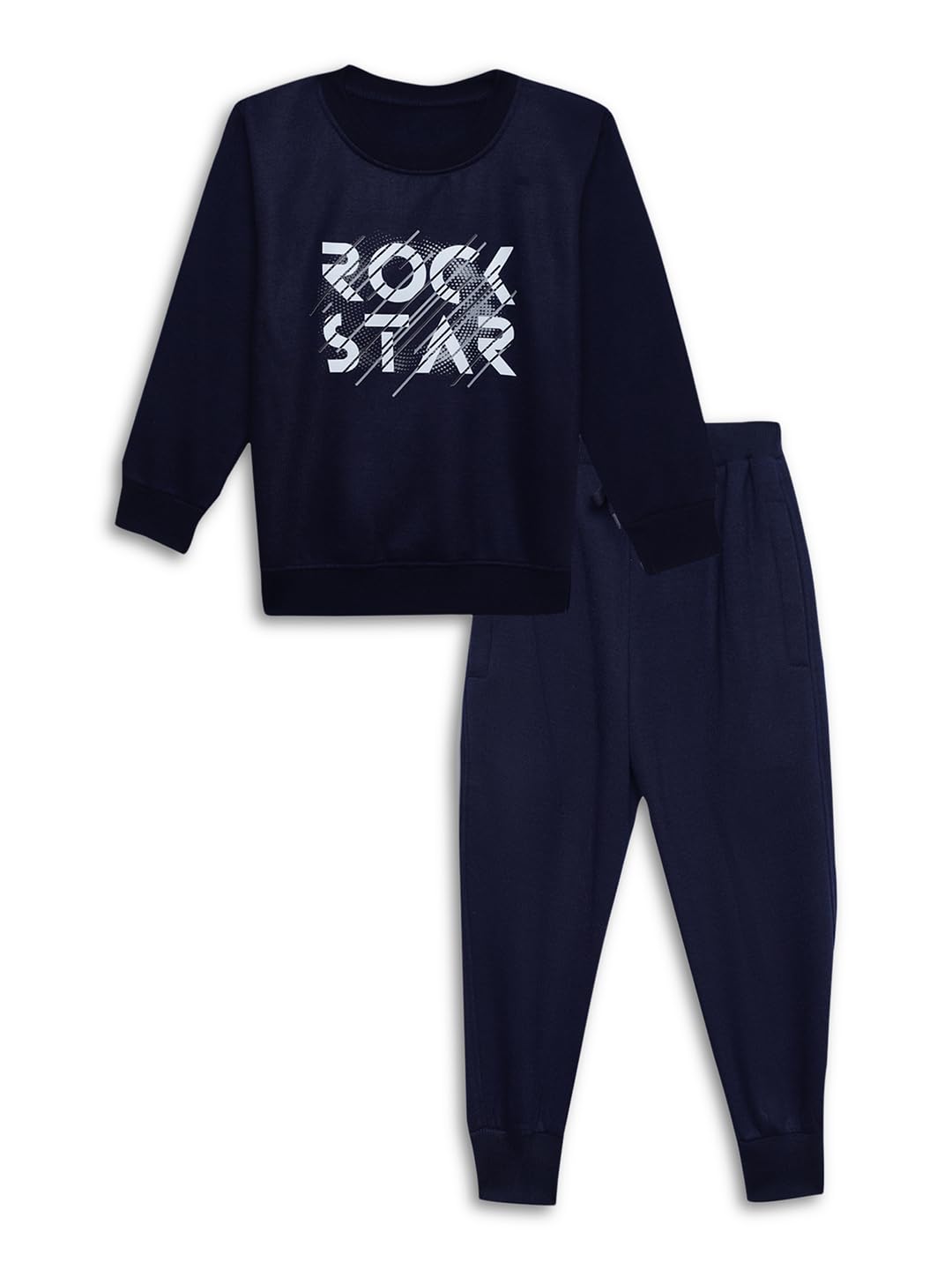 Mack Jonney Printed Round Neck Cotton Fleece Tracksuit Co-Ord Set for Kids-MACK38380
