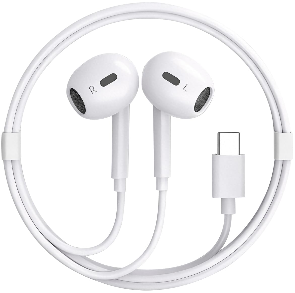 【iPhone17/16/15 対応】タイプc 有線イヤホン マイク付き HiFi 重低音 騒音低減 音量調節 クリア通話 人間工学 快適装着 絡み防止 遅延なし 小型軽量 防水 iPhone/Android/Galaxy/iPad 全機種対応 (タイプc_ホワイト)