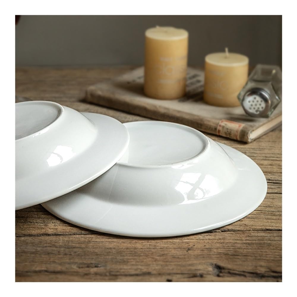Plato Llano de cerámica de 8,5 Pulgadas, Plato sopera de cerámica con Rosca, Plato Occidental para Pasta, Plato para Servir
