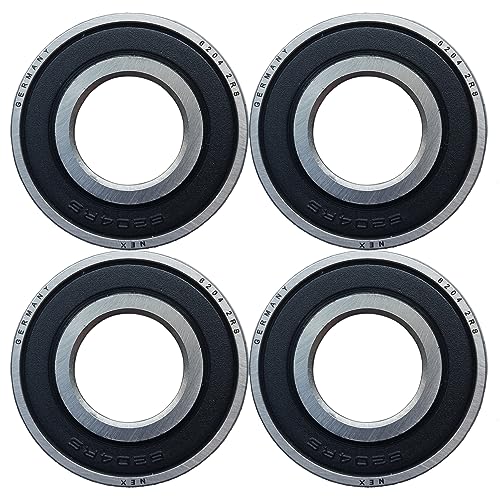 NEX 6204 2rs 4uds Rodamiento de Bolas 20x47x14mm Doble Junta de Goma y Acero Cromado, 6204-2rs Rodamiento de Bolas Sellado