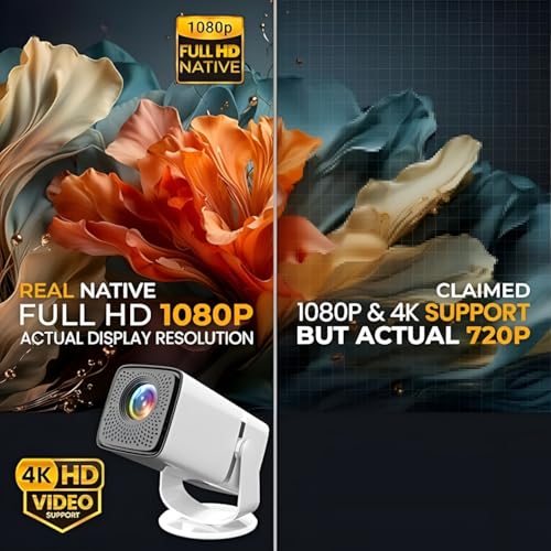 Image of BIGASUO Atom 3X | Real Full HD 1080p Native, Automatic Android iOS Projector | 300 ISO | Rotatable Design | 4K HDR Support | Inbuilt Netflix,| ARC-HDMI, USB, WiFi-6, BT, Screen Mirroring (BGP50)