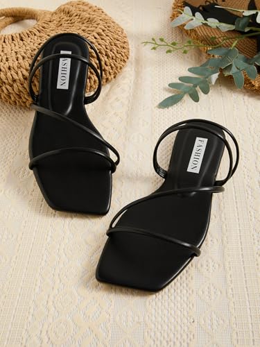 GORGLITTER Women's Strappy Sandals Criss Cross Strap Flat Sandals Open Toe Slides Shoes4
