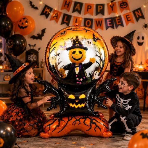 Image of AMFIN Halloween Witch Crystal Ball Foil Balloon Decoration