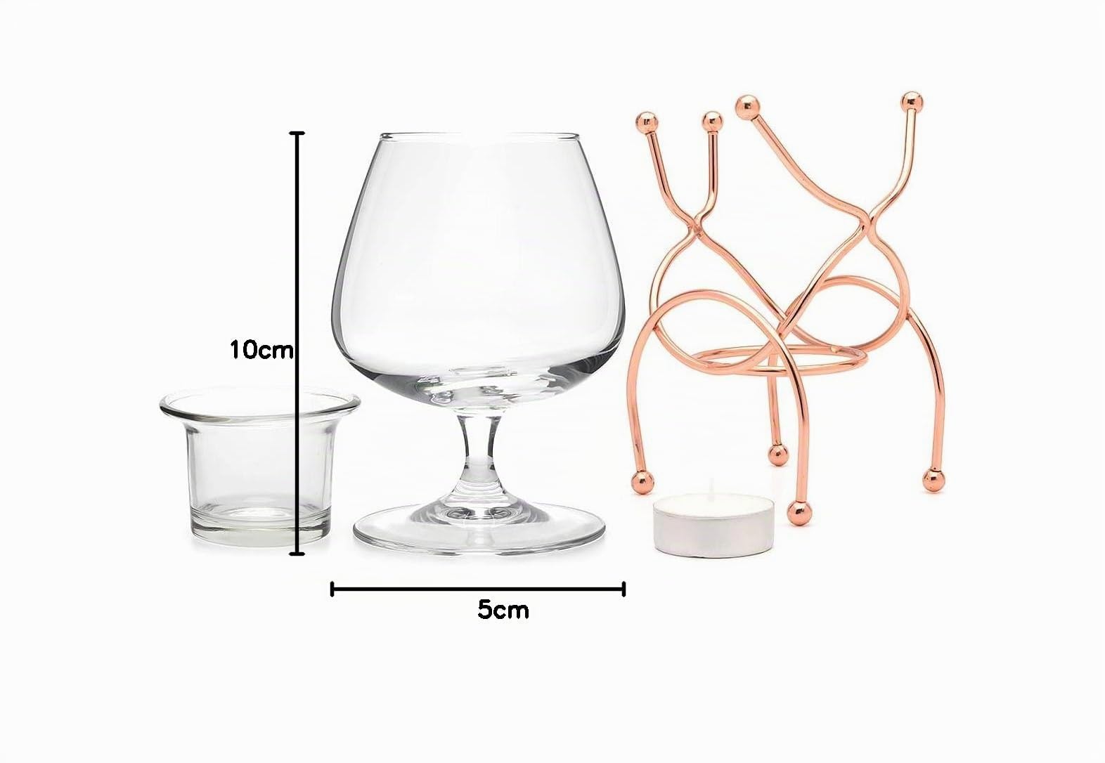 Bar Amigos Weinbrand Gläser und Cognacglas-Wärmer, 2er Set, Kupferständer, Geschenkset mit Teelicht & Kupferhalter – Brandy Warmer Set Premium Trinkset teelichter glas