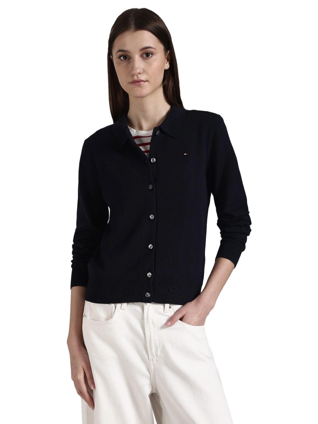 tommy hilfiger Regular fit Cotton Spread Collar Open-Front Cardigan-picture-18